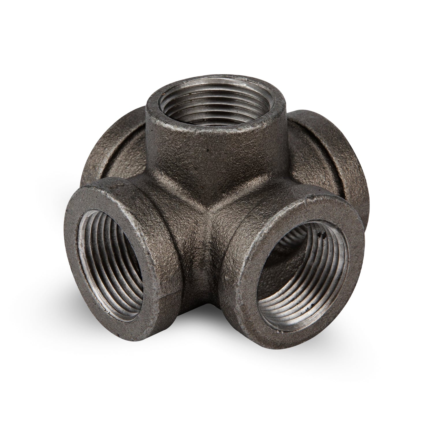 5 Way Pipe Fitting Malleable Iron Black Outlet Cross~1836
